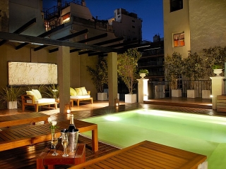 Luxury Rental Apartments Buenos Aires Terrace Night Woden Lounge Chair Cushions 